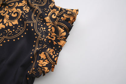 Women's Floral Print V-Neck Sleeveless Maxi Dress - LAI MENG FIVE CATS