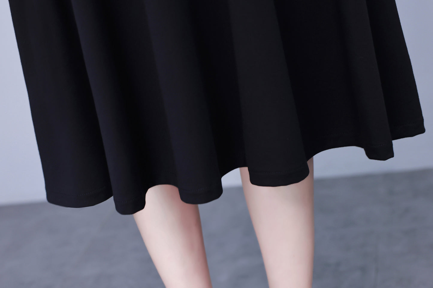 Women's V-Neck Long Sleeve Patchwork Black Dress