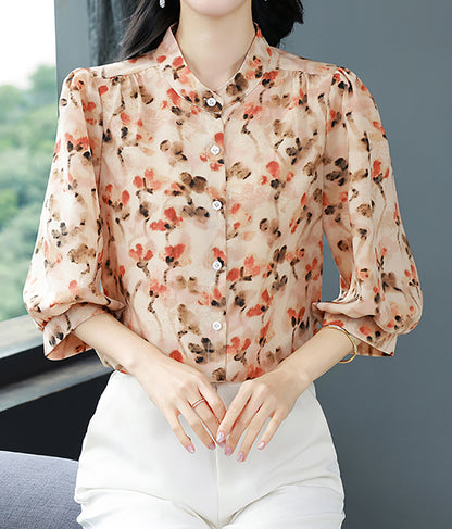 Artistic Floral V-Neck Shirt