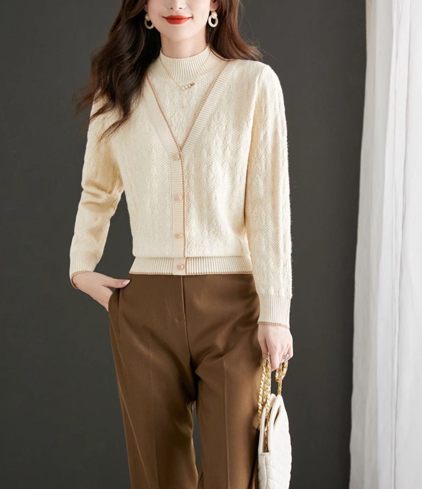 Women's Knit Sweater Lightweight 2 in 1 Dressy Pullover Tops