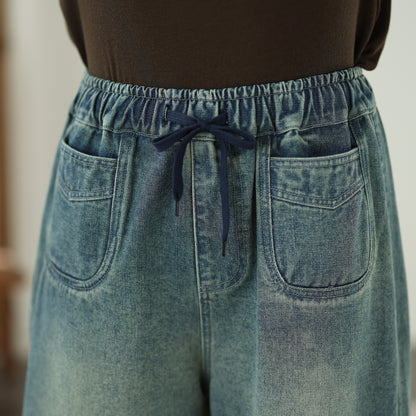 Women's Jeans Elastic Waist Baggy Wide Leg Pants