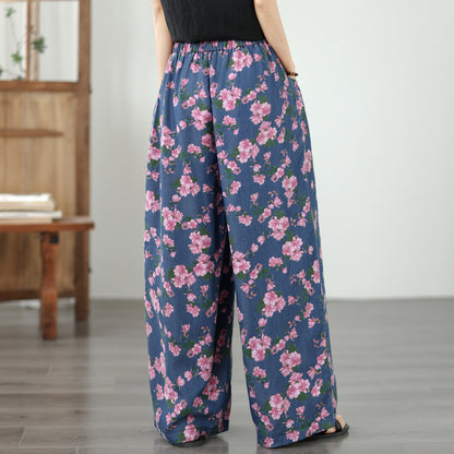Women's Wide Leg Jeans Lightweight Wasited Elastic Print Y2K Pants - LAI MENG FIVE CATS