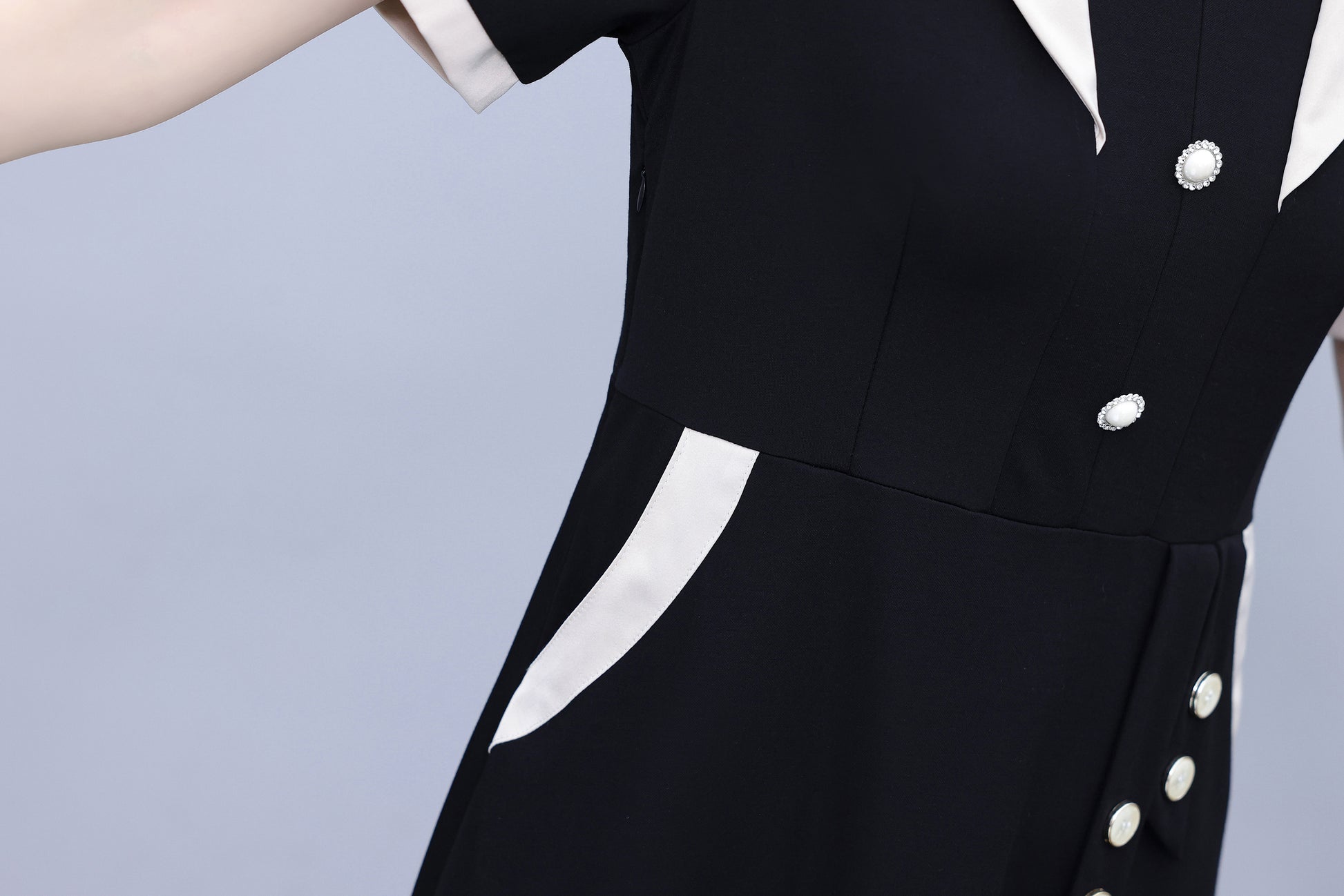 Women's Short Sleeve Pocket Work Office Suit Dress - LAI MENG FIVE CATS
