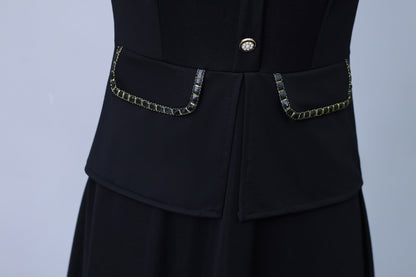 Women's Lapel V-Neck Pocket Short Sleeve Midi Dress - LAI MENG FIVE CATS