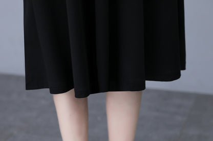 Women's Elegant Tie Neck Long Sleeve Black Dress - LAI MENG FIVE CATS