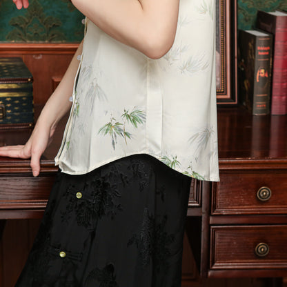 Women's Chinese Style Silk Satin Jacquard Blouse