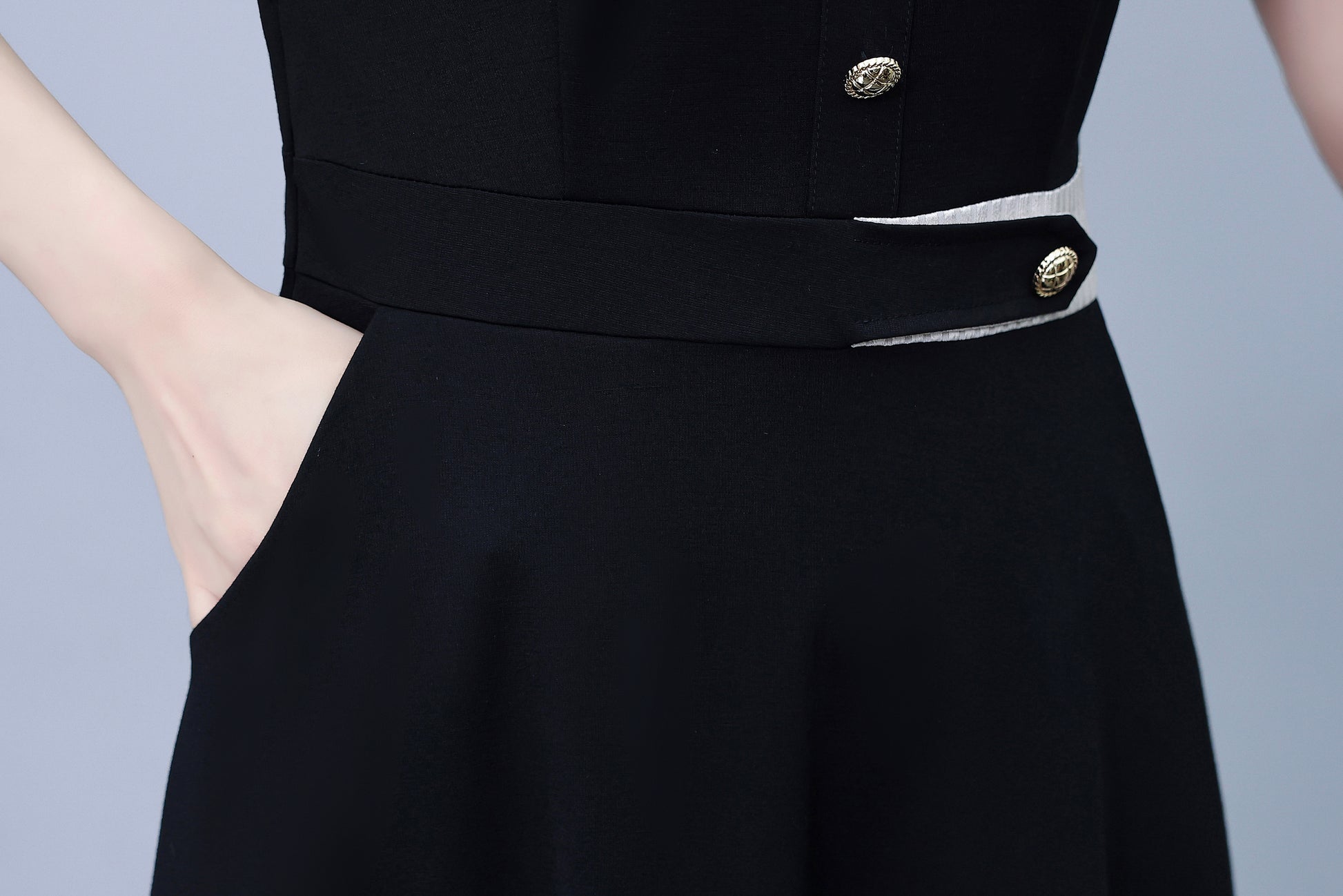Women's Lapel V-Neck Pocket Short Sleeve Midi Dress - LAI MENG FIVE CATS