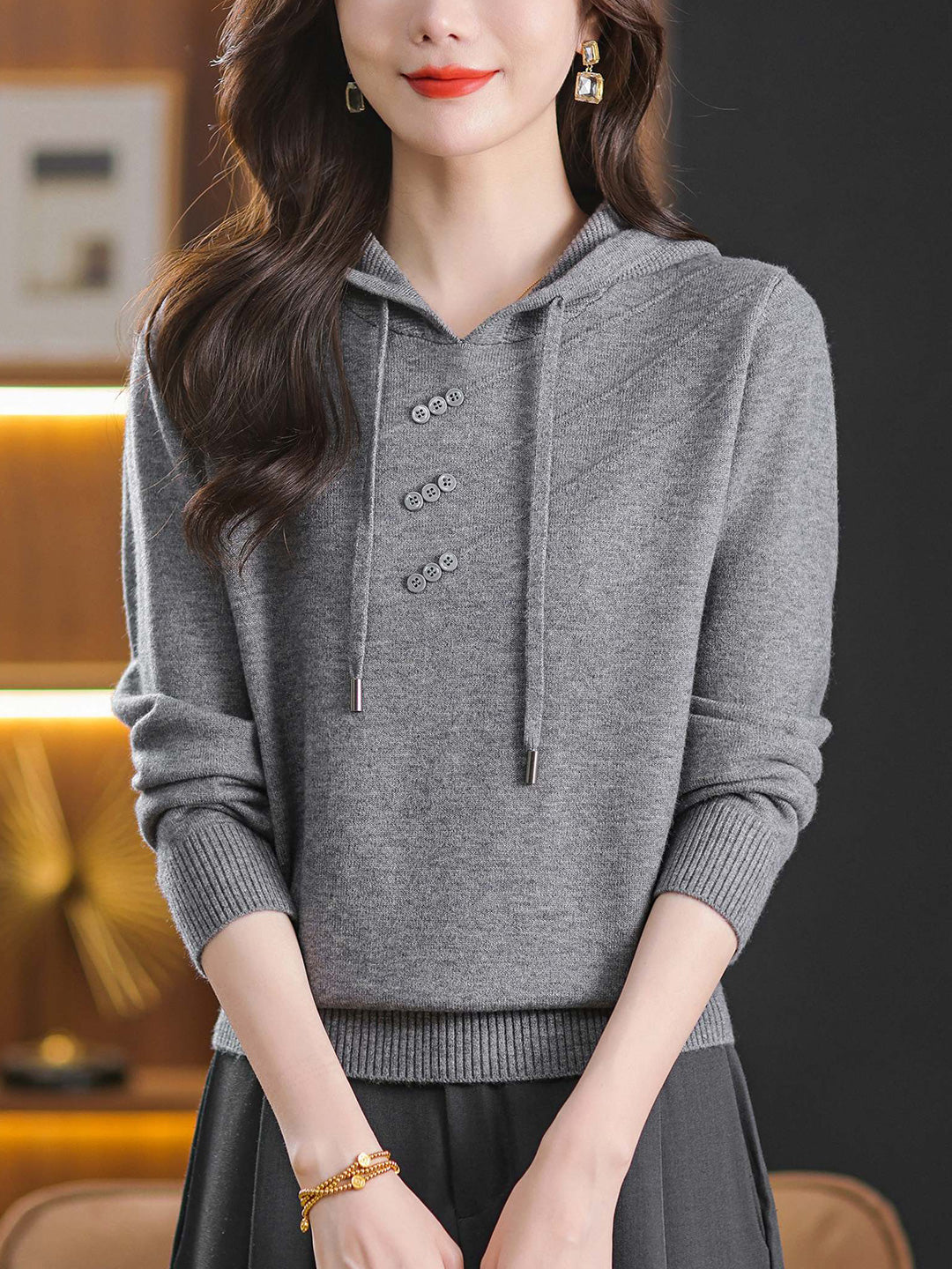 Women's Hoodie Knit Lightweight Sweater Pullover