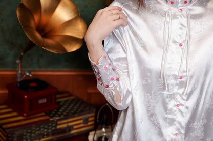 Women's Chinese Style Silk Satin Jacquard  Shirt - LAI MENG FIVE CATS