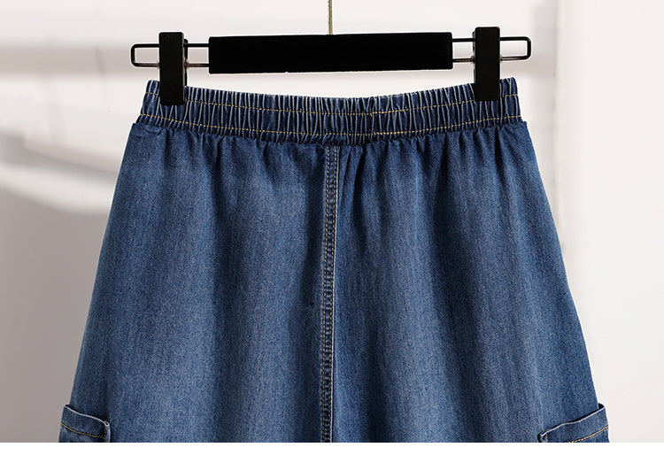 Women's Skorts Skirts Denim Mini Skirt Pull On Jean Shorts - LAI MENG FIVE CATS