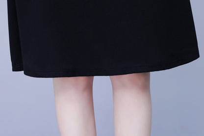 Women's Peter Pan Collar Short Sleeve Pocket Midi Dress - LAI MENG FIVE CATS