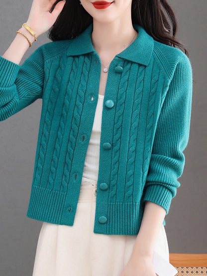 Women's Cable Knit Cardigan Open Front Sweater Jacket