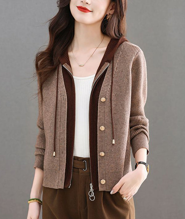Women's Cardigan Hooded V Neck Sweaters Knit Jacket