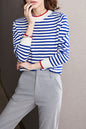 Women's Fall Lightweight Sweater Striped Knit Pullover Tops