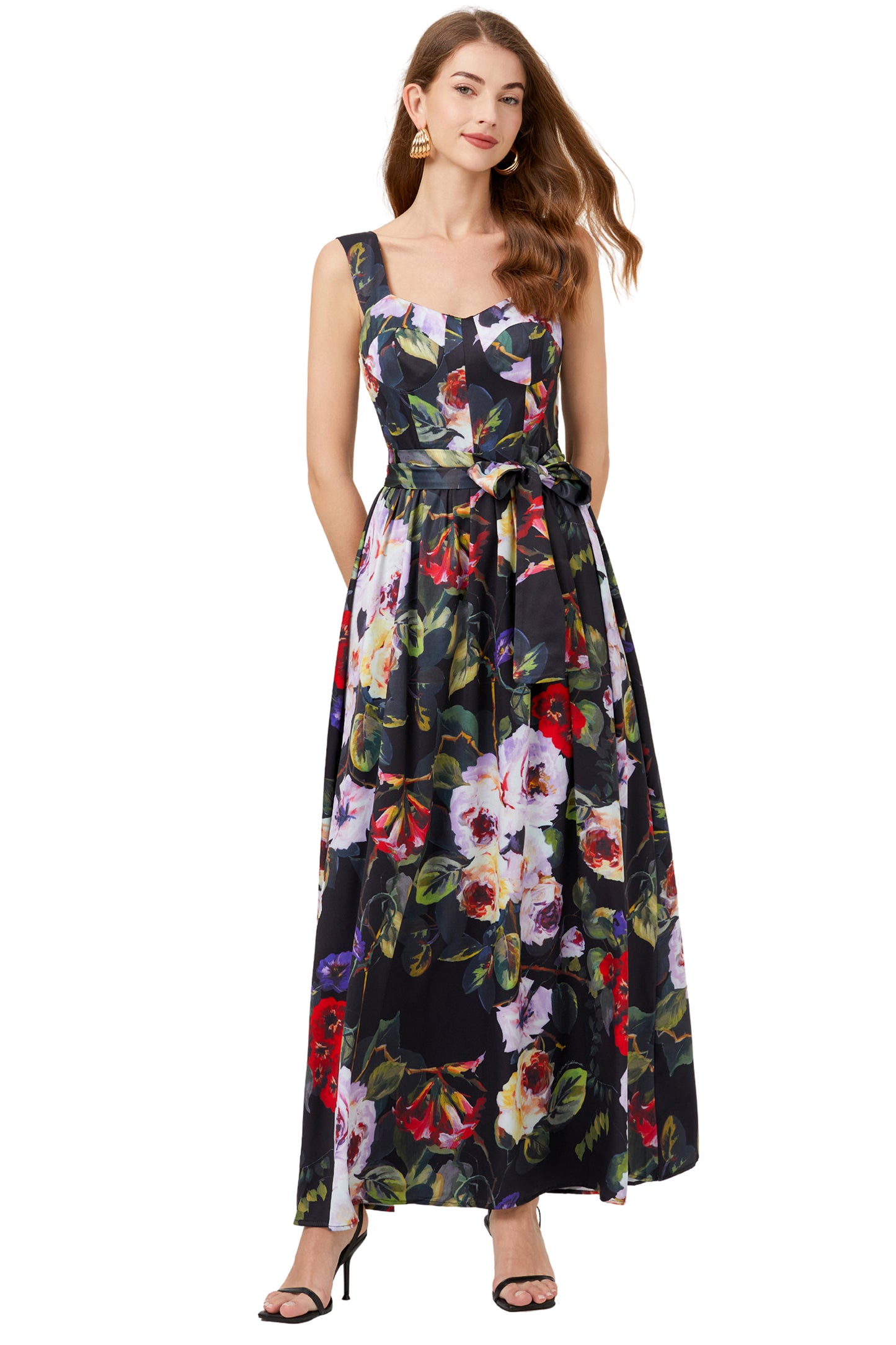 Women's Summer Boho Floral Print Spaghetti Strap Maxi Sun Dress