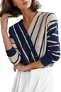 Women's Fall Striped Knit Sweater V Neck Casual T Shirts