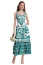 Women's Summer Boho Floral Print Spaghetti Strap Maxi Sun Dress