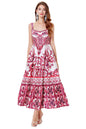 Women's Summer Boho Floral Print Spaghetti Strap Maxi Sun Dress