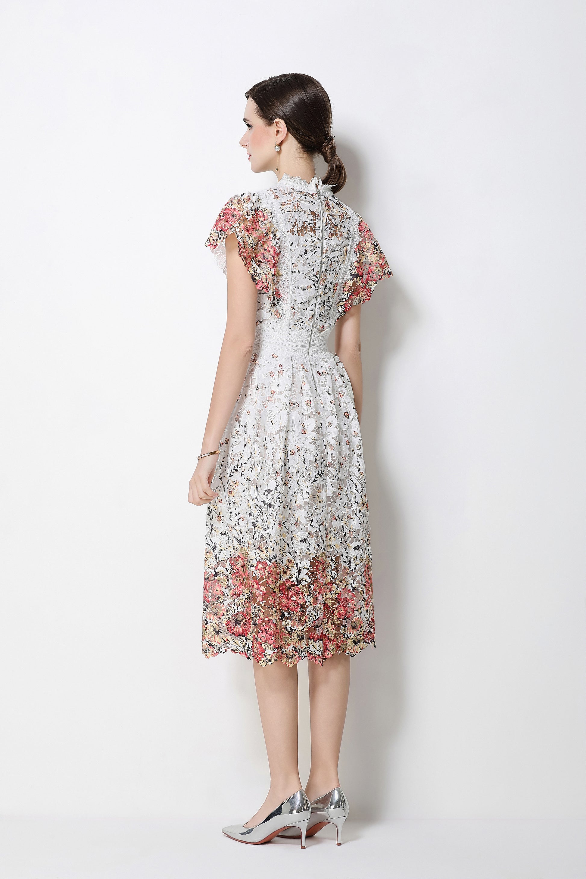 Lace-Embroidered Crochet Midi Dress - LAI MENG FIVE CATS