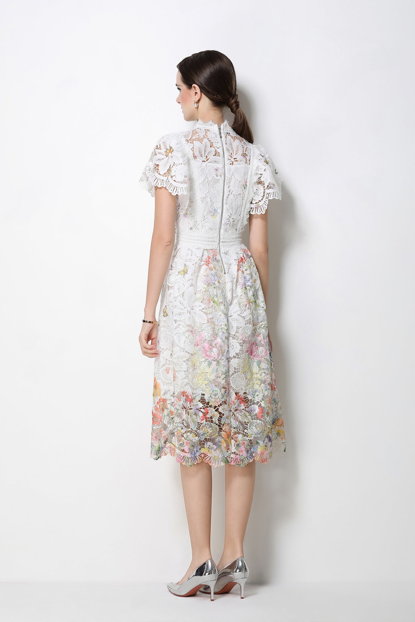 Lace-Embroidered Crochet Midi Dress - LAI MENG FIVE CATS