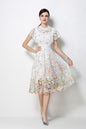 Lace-Embroidered Crochet Midi Dress - LAI MENG FIVE CATS