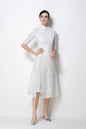 Elegant Embroidered Midi Dress with Mandarin Collar – Modern Qipao Style - LAI MENG FIVE CATS