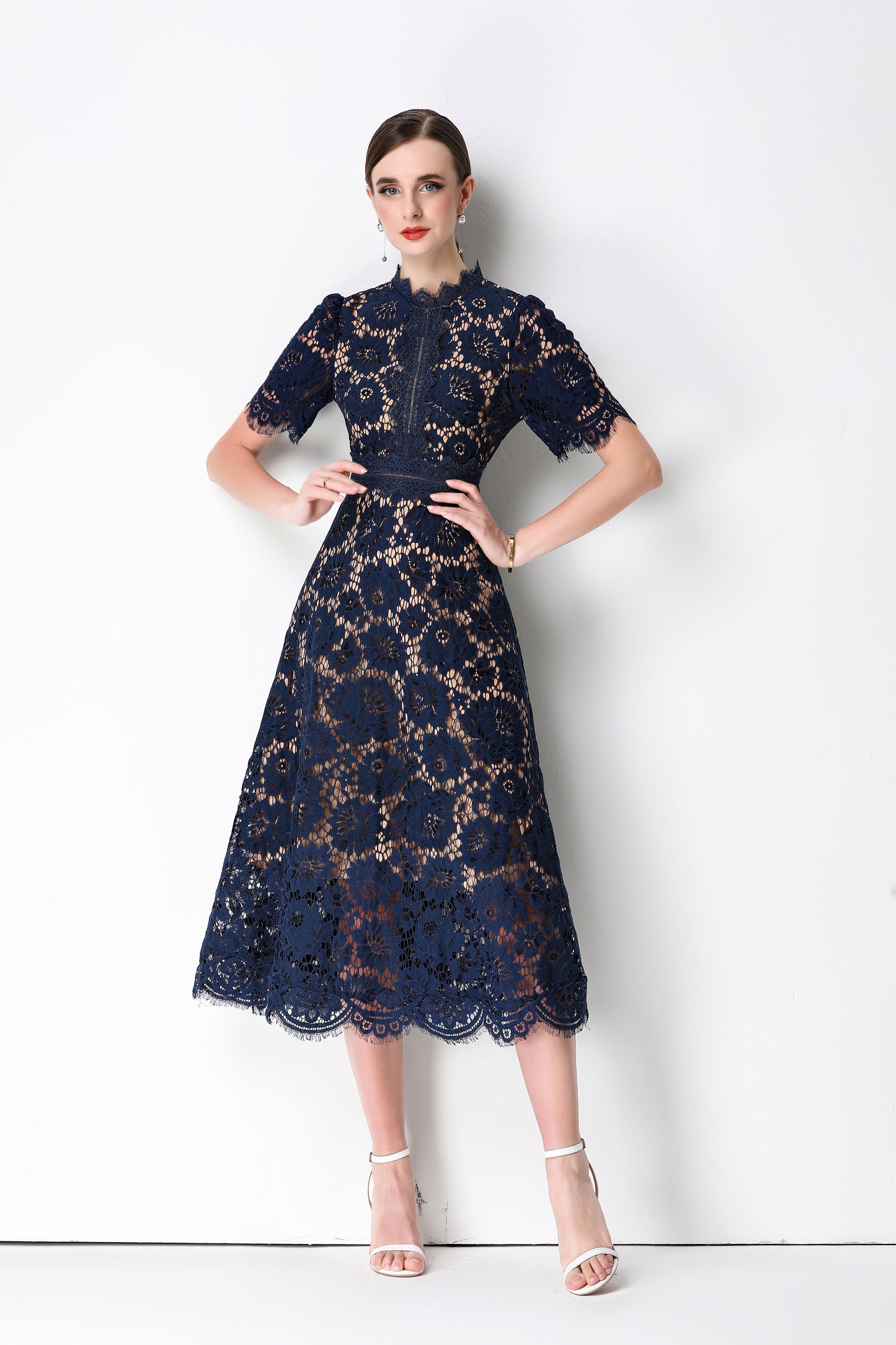 Elegant Lace Midi Dress |  Special Occasion Dress