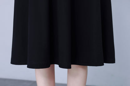 Women's Short Sleeve Pocket A-line Stretch Midi Dress