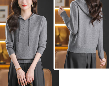 Women's Hoodie Knit Lightweight Sweater Pullover