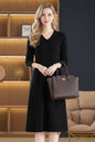 Women's Sweater V Neck Knit  High Waist Midi Dress
