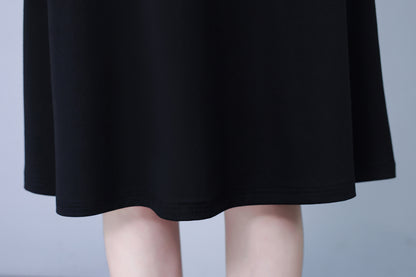 Women's Lapel V-Neck Pocket Short Sleeve Midi Dress - LAI MENG FIVE CATS