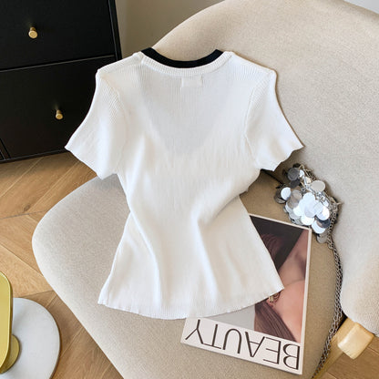 Summer Contrast Trim Knit Top