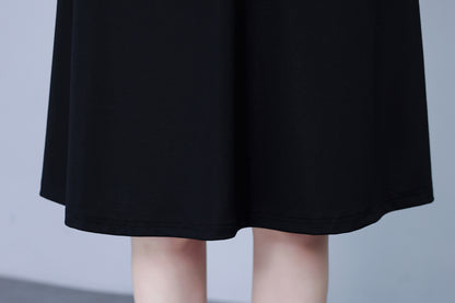 Women's Lapel V-Neck Pocket Short Sleeve Midi Dress - LAI MENG FIVE CATS