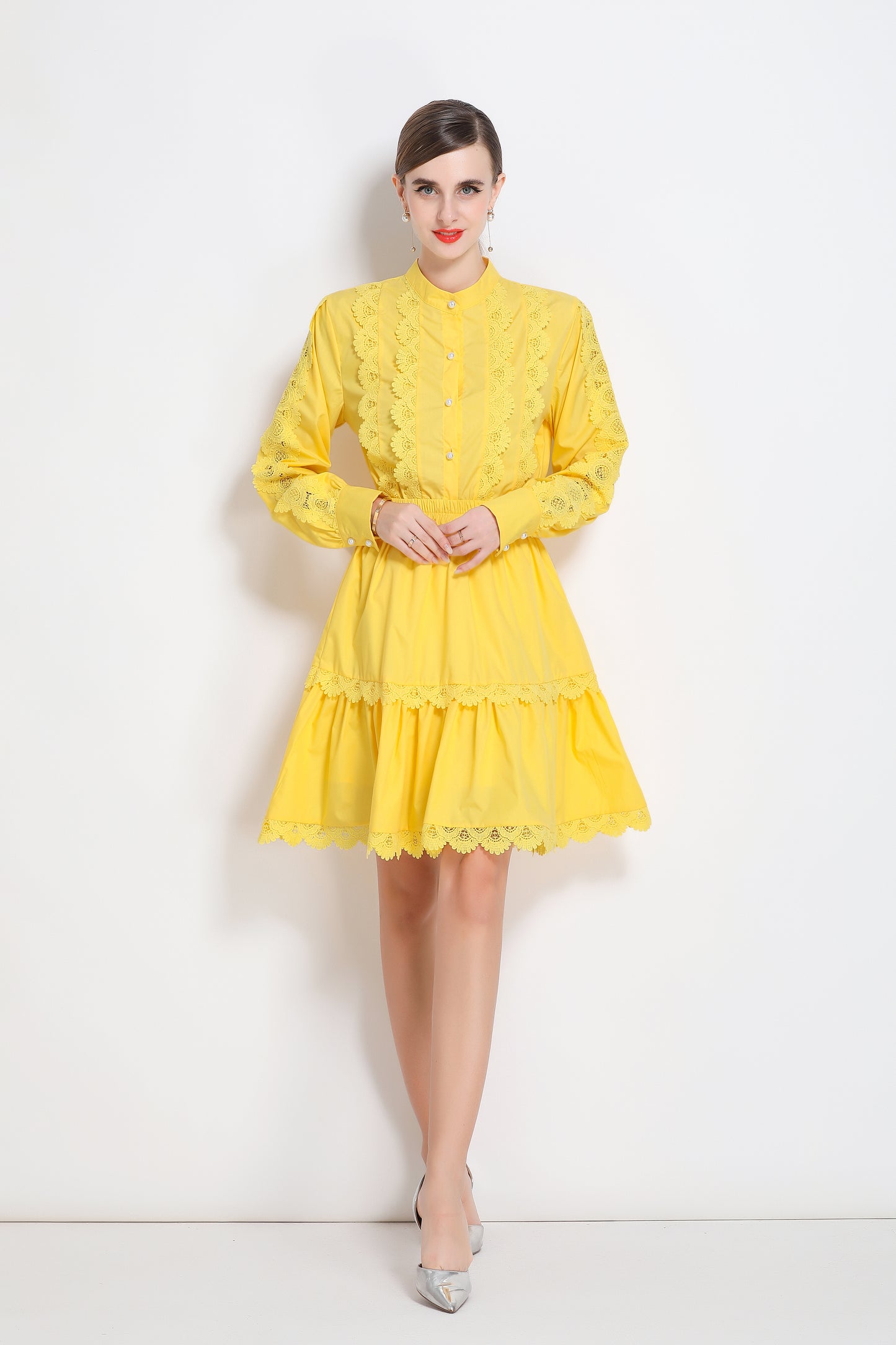 Women's 2 Piece Skirt Set Lace Elastic Waist Mini Dress