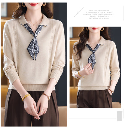 Women's Sweater Lapel Polo V Neck Knit Outfits