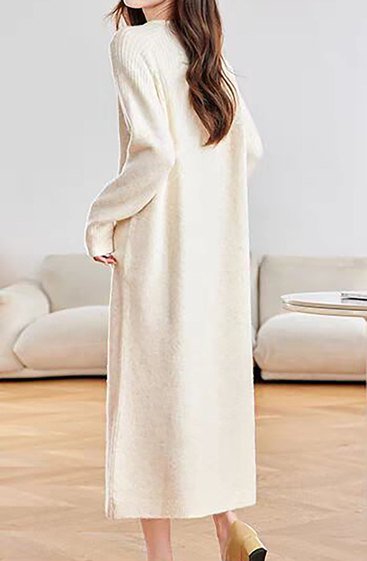 28721 Women's Keyhole Neck Knit Midi Dress – Relaxed Fit | 3 Colors