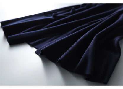 Women's Knit V Neck Sweater Wrap Midi Dress - LAI MENG FIVE CATS