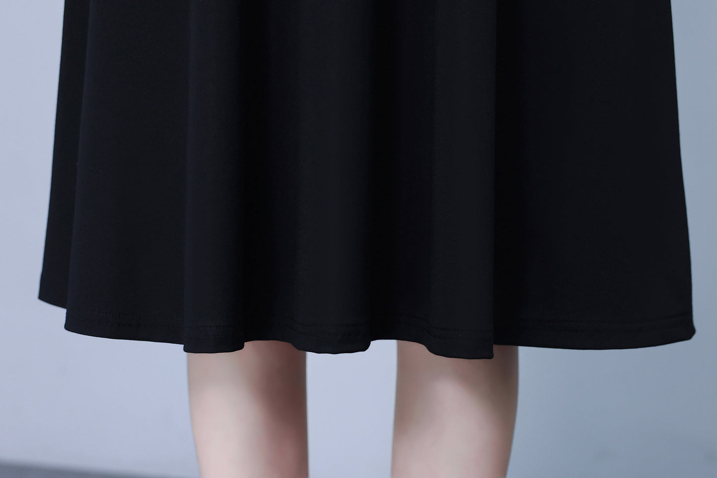 Women's Peter Pan Collar Short Sleeve Pocket Midi Dress - LAI MENG FIVE CATS