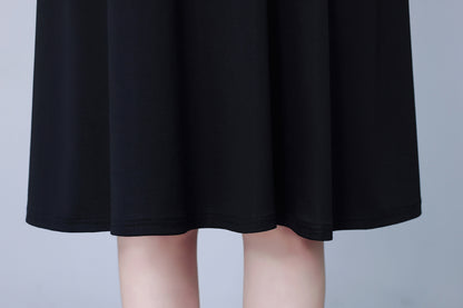 Women's Short Sleeve Pocket A-line Stretch Midi Dress