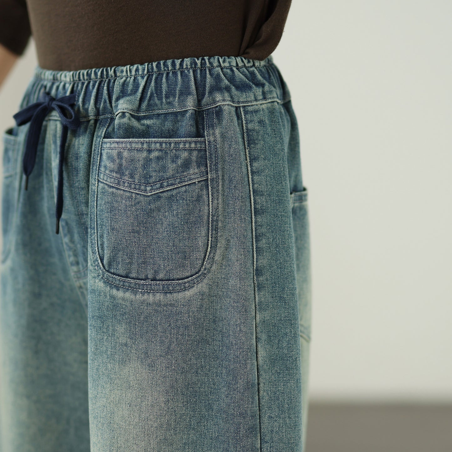 Women's Jeans Elastic Waist Baggy Wide Leg Pants