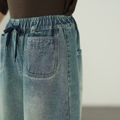 Women's Jeans Elastic Waist Baggy Wide Leg Pants