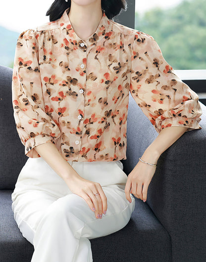 Artistic Floral V-Neck Shirt