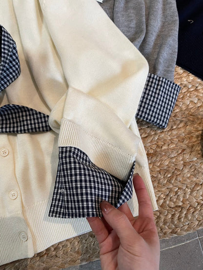 Women's Lightweight Plaid Sweater Cardigan Tops