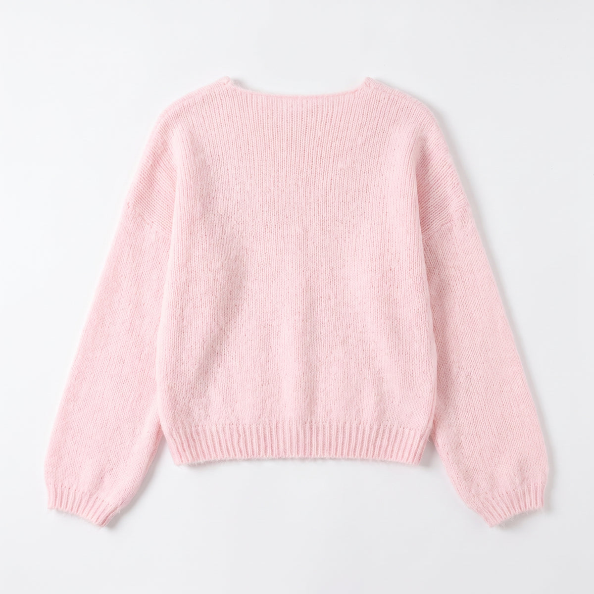 28731 Bow Detail Cable Knit Sweater – Pink & Apricot