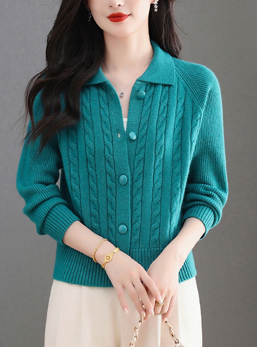 Women's Cable Knit Cardigan Open Front Sweater Jacket