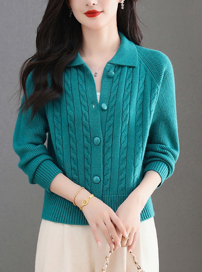 Women's Cable Knit Cardigan Open Front Sweater Jacket