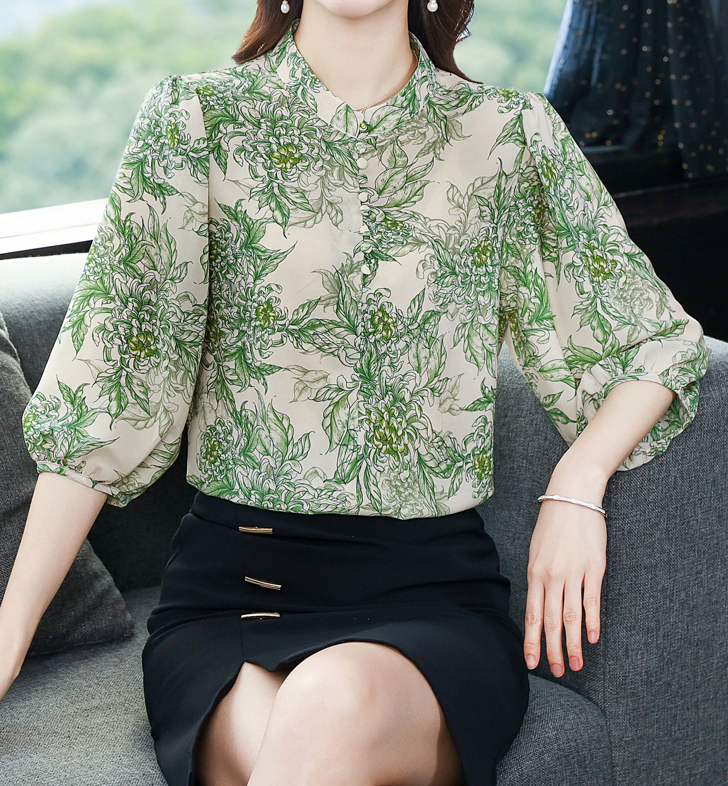 Summer Botanical Chrysanthemum Shirt