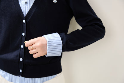 Navy Striped Layered Knit Top