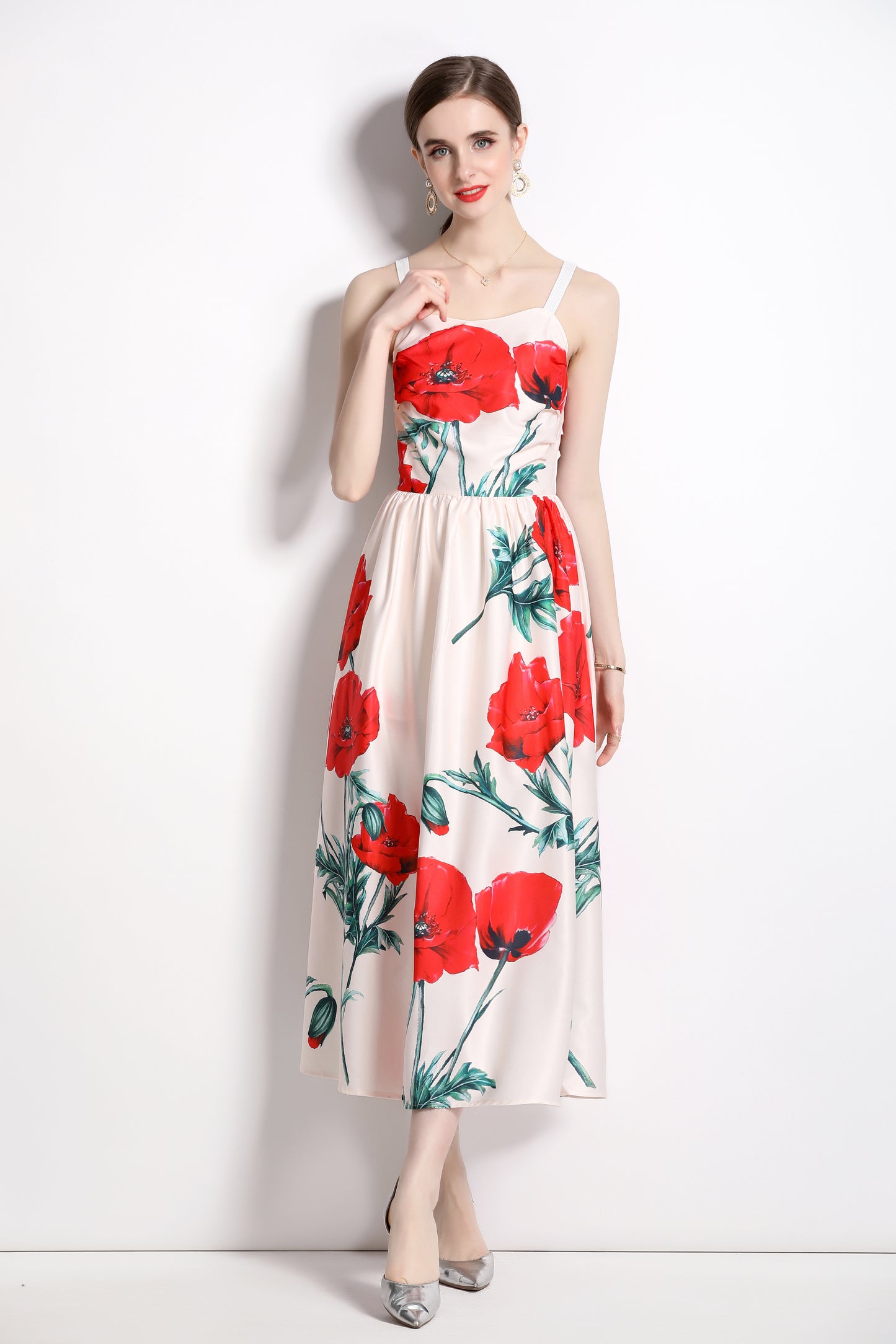 Floral Print Backless Cami Dress