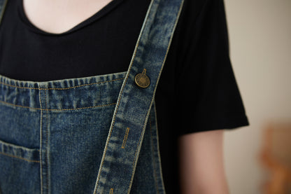 Womens Denim Bib Pants Jumpsuits Adjustable Strap Overalls